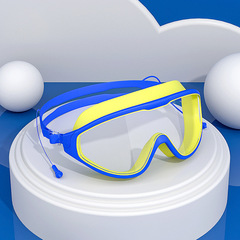 Children's swimming goggles HD waterproof and anti-fog boys and girls swimming goggles girls large frame goggles set wholesale
