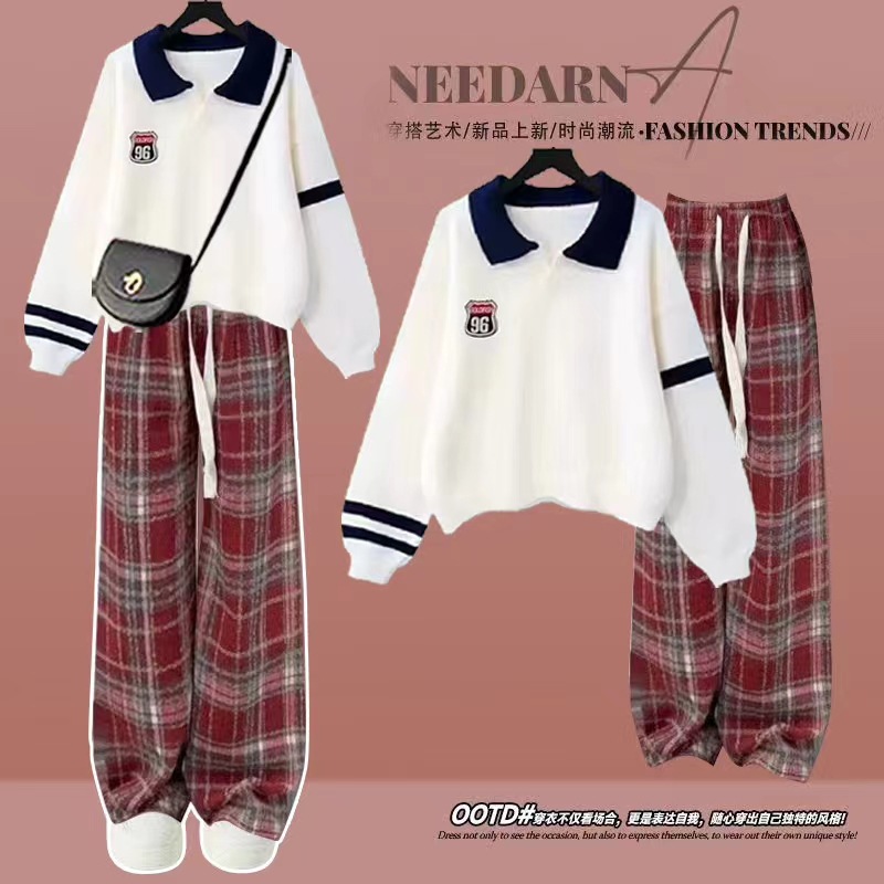 White red plat pants (fleece-lined)