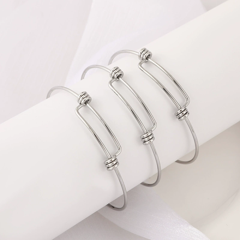 Adjustable Stainless Steel Bracelet, 304 Stainless, Elastic Wire, 65 mm