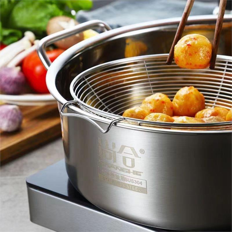 Acero inoxidable cucharas de cocina de filtro de panela caliente red de filtro de fideos caseros bolinillos tamiz de malla de cocina frita tamiz de malla de cocina