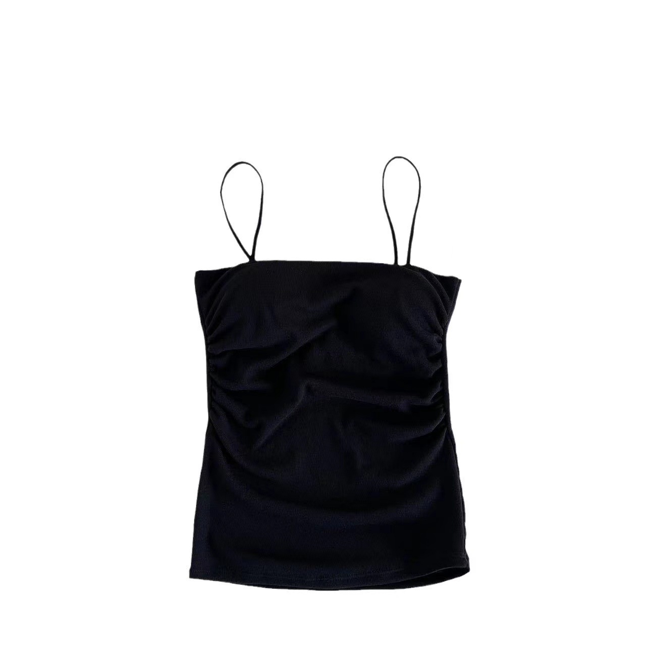 Estilo coreano Otoño e Invierno cálido color sólido cepillado camisola plisada viento puro cinturón pecho pad Slim bottoming camisa superior para las mujeres image 7