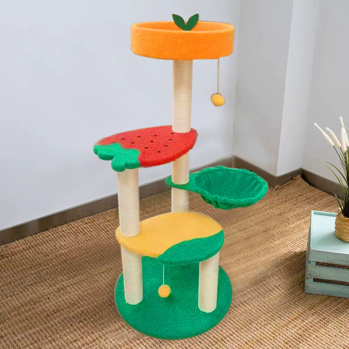 Strawberry, climbing frame, toy, cat