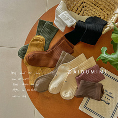 2024兒童襪子冬季純色堆堆襪秋冬棉襪男女童中大童抗菌防臭中筒襪