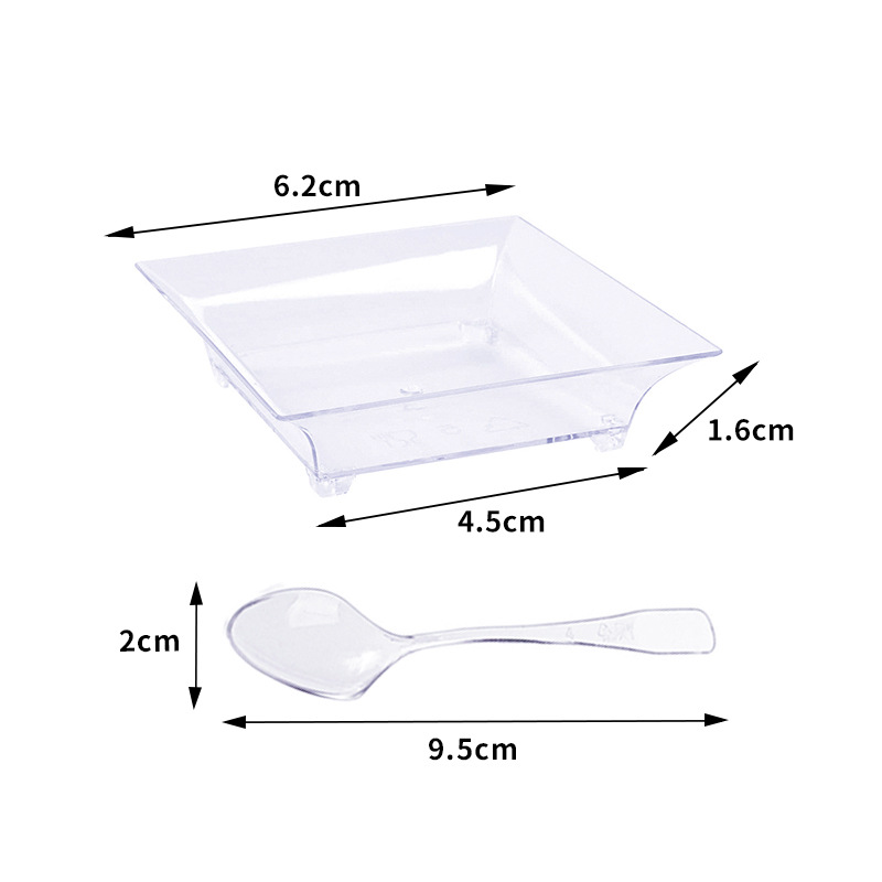 6.2x6.2cm 미니 사각 접시 + 스푼