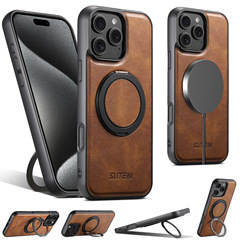 iPhone17 ワイヤレス充電携帯電話ケース Samsung S25 磁気 360 に適しています。 ° 回転スタンドフィンガーリングバックルレザーケース