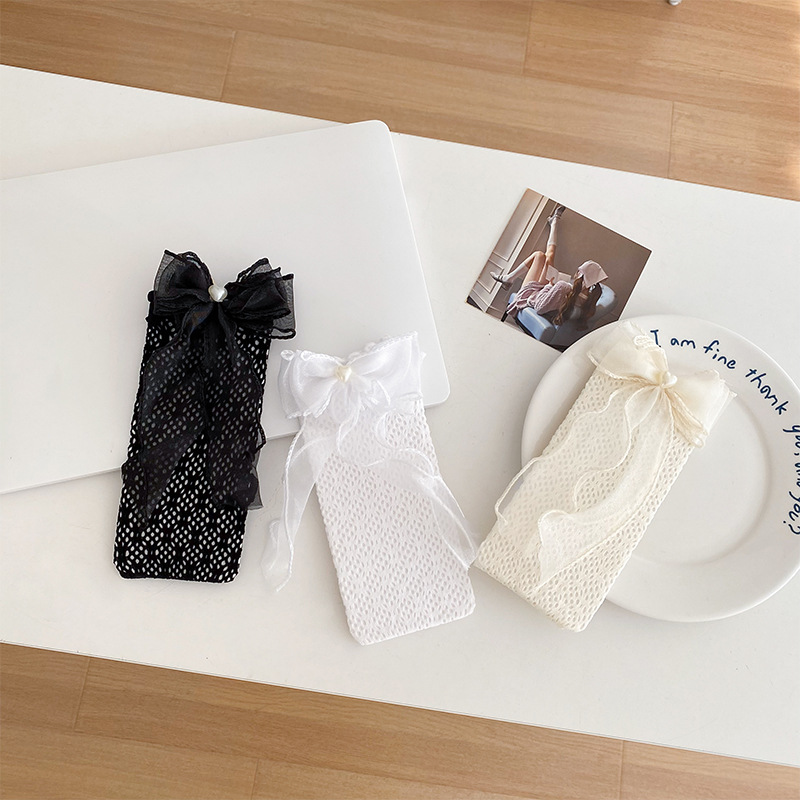 Verano fino Lolita arco niñas medias de encaje calcetines de encaje princesa japonesa calcetines rectos de la pantorrilla