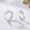 Fashionable zirconium heart-shaped, universal earrings, accessory, Korean style, wholesale