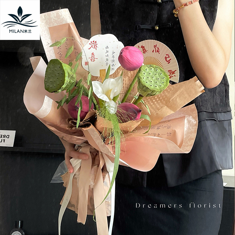 Milán nuevo estilo antiguo chino tarjetas de tarjetas de fiesta tarjetas de felicitación Fan caligrafía tarjetas de felicitación floral decoración tarjetas colgantes