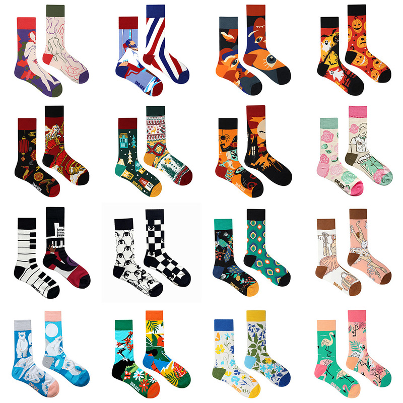Original AB socks asymmetric animal cats and dogs lovers foreign trade trend INS net red mandarin duck socks Joker high socks