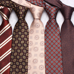 Leer brown tie men's business fashion polyester hand tie factory in stock wholesale multi-color tie optional