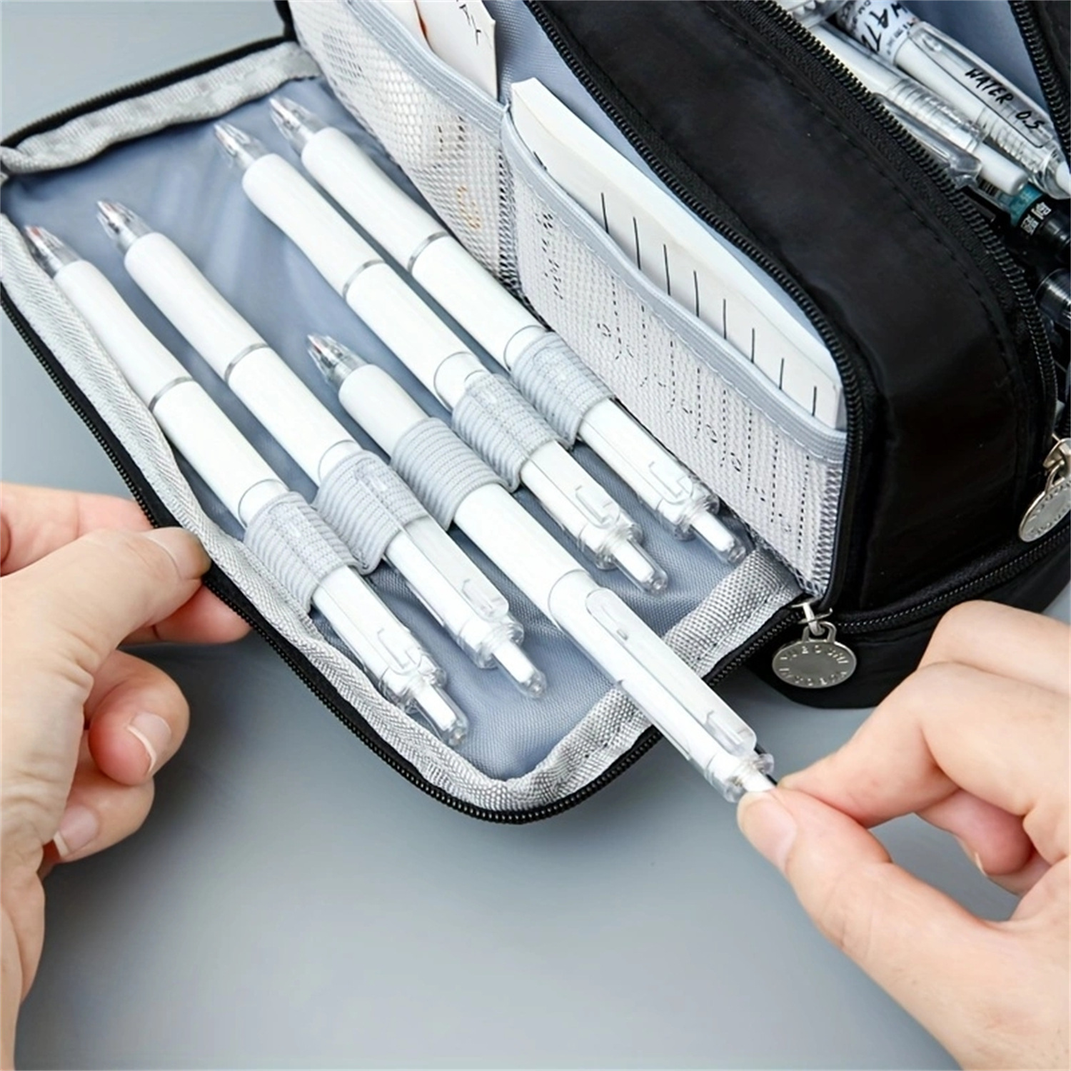 Caja de lápices de estudiante de secundaria de gran capacidad transfronteriza caja de lápices de doble capa caja de lápices multifuncional simple caja de lápices caja de papelería al por mayor