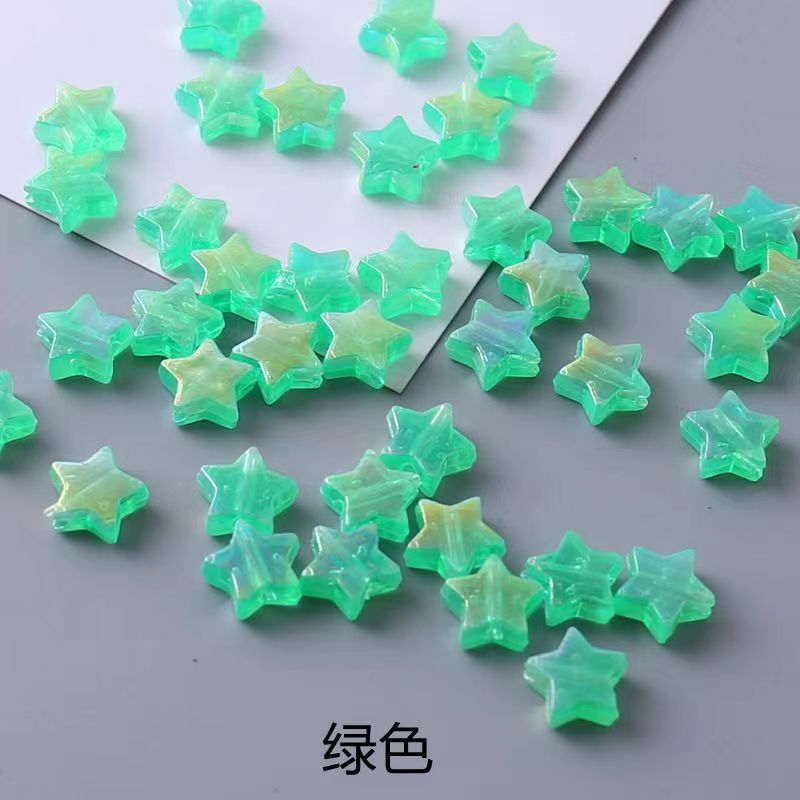 幻彩亚克力彩色五角星桃心串珠DIY手工手链项链饰品耳环配件材料 