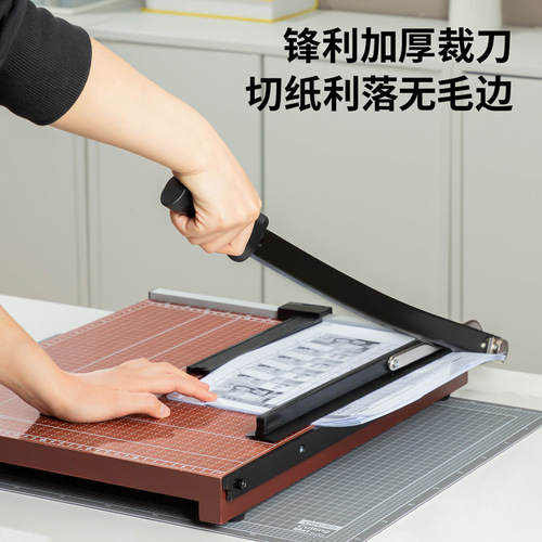 Deli paper cutter 8004 manual wooden paper cutter business card photo cutting cardboard blade sharp a4 paper cutter