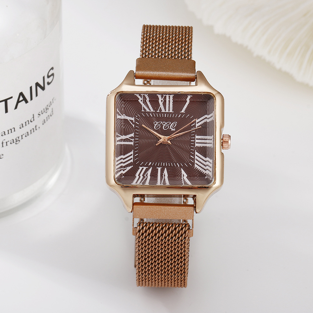 New Roman numeral square dial with simple and thin strap, trendy internet celebrity small shop quartz women's watch_voghion.com
