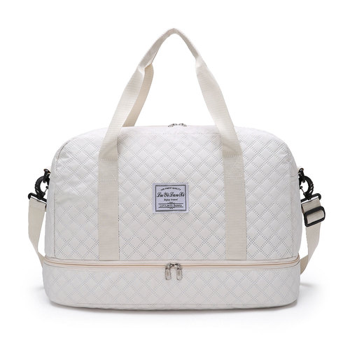 Fitness bag, rhombus plaid dry and wet separation, sports bag, handbag, large-capacity fitness bag, casual, waiting for labor bag, female