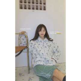 现 2025冬季新款韩国设计师atelier *dition印花摇粒绒外套
