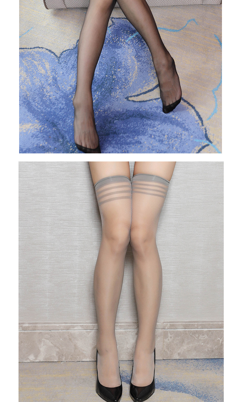 Plus Size Ultra-Thin Black High Tube Stockings, Anti-Snagging Transparent Sheer Hosiery — detail image 13