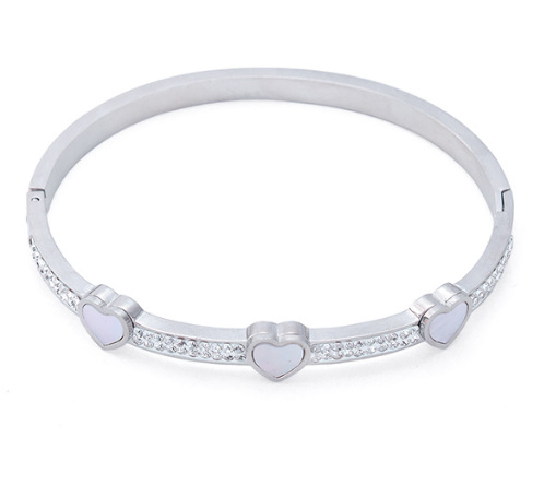 Women's Gender Casual Simple Style Solid Color Titanium Steel Zircon Bangle In Bulk