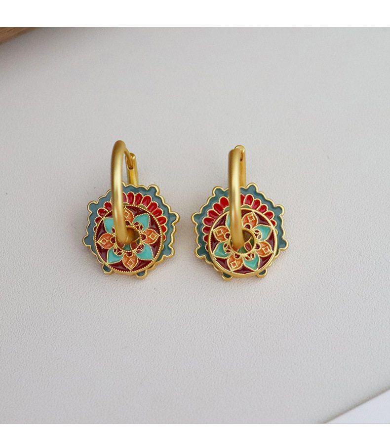 1 Pair Classical Flower Enamel Copper Drop Earrings display picture 4