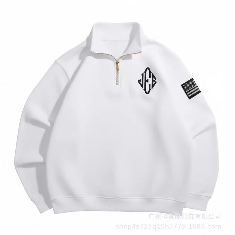 Cross-Border Long-Sleeve Sports Jacket for Men and Women, Trendy and Stylish, Spring and Autumn Student Outerwear, Hong Kong Style Sweatshirt, Large Size, Loose Fit, Half-Zip Cross-Border Long-Sleeve Sports Jacket for Men and Women, Trendy and Stylish, Spring and Autumn Student Outerwear, Hong Kong Style Sweatshirt, Large Size, Loose Fit, Half-Zip