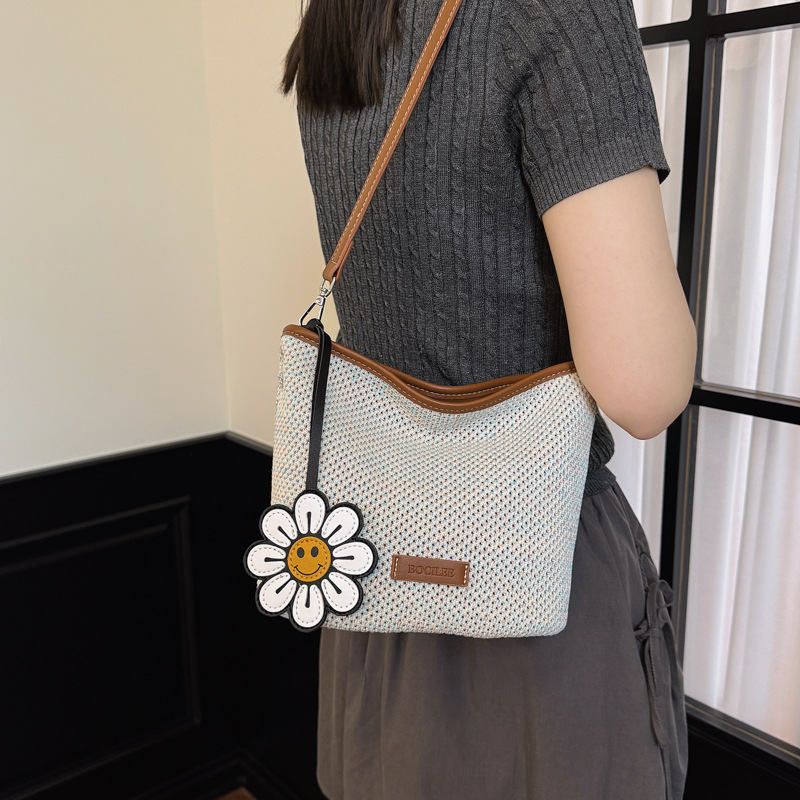 Bolsa de cubo retro de gran capacidad para mujeres 2026 nueva moda diaria de verano mochila de hombro