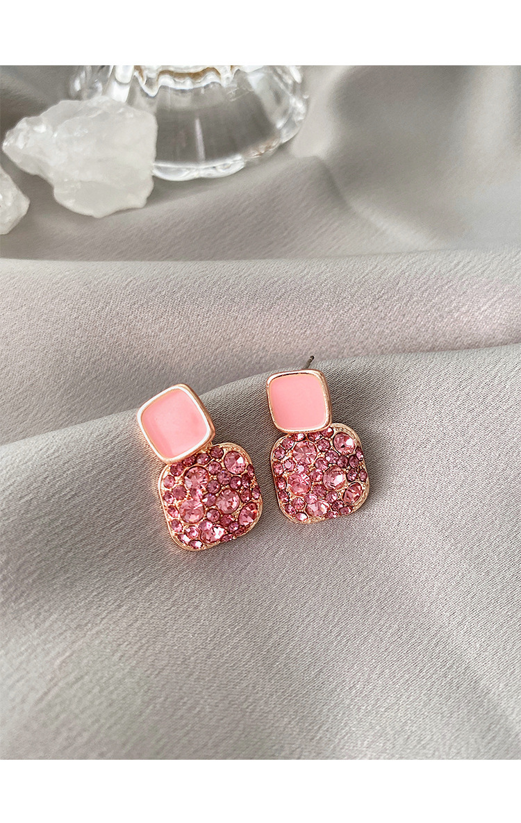 10g Weight Rhinestones Inlay Material 1 Pair Fashion Square Alloy Plating Rhinestones Women's Drop Earrings