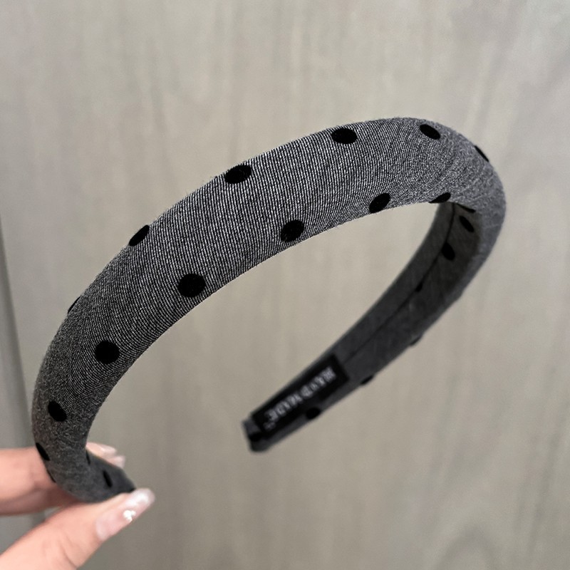 高級気質の黒い灰色のしわの蝶結びの愛の波の点のカチューシャの高い頭のトップのカチューシャのスポンジの布芸の百合の髪飾り|undefined