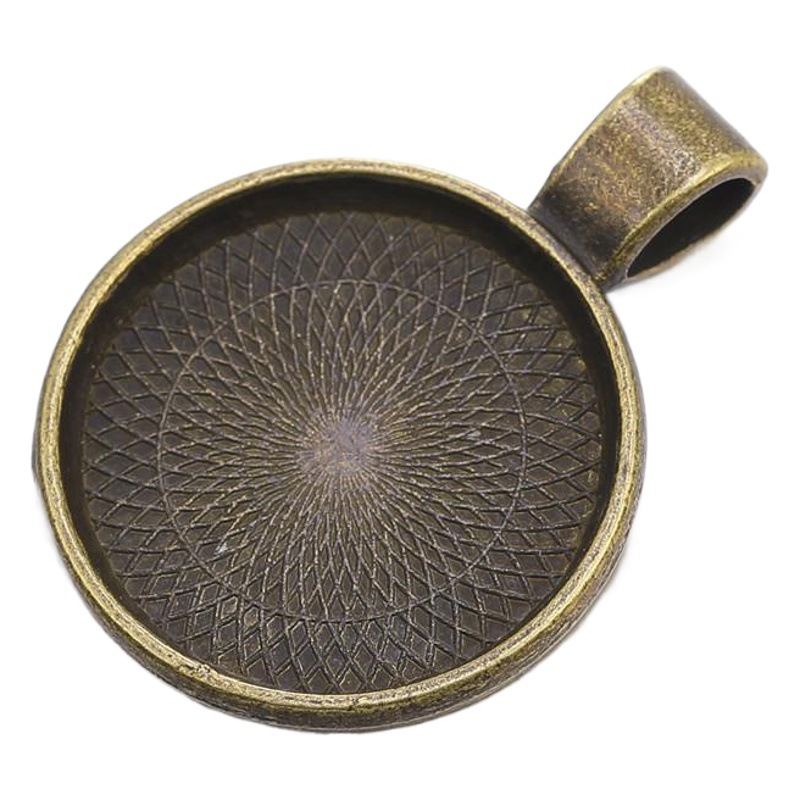 Alloy jewelry accessories diy20mm round Time Gem alloy base necklace pendant pendant factory wholesale