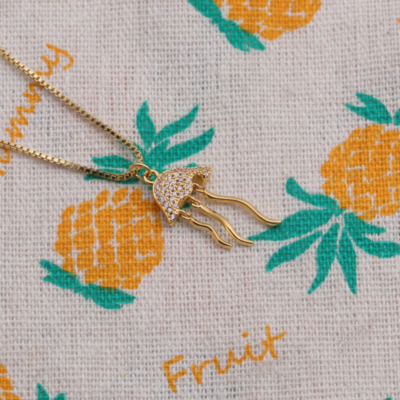 Copper zircon jellyfish necklace marine series jewelry new fashion simple clavicle chain sweater cha