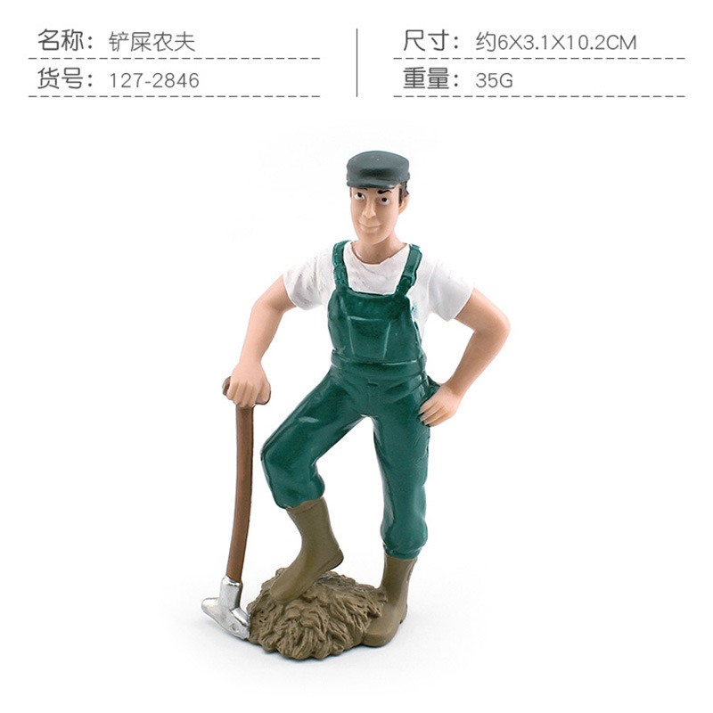Modelo de trabajador de simulación transfronteriza granja rancho muñeca escena bandeja de arena paisaje pala mierda agricultor campesino mujer decoración adornos