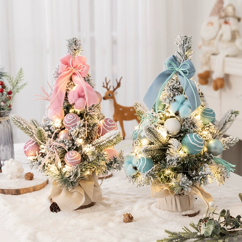 Mini Christmas tree MB‑22B01N XL23B05N, tabletop 30–40 cm, flocked branches, optional lights
