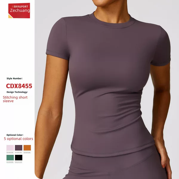 Zechuang spring T-shirt quick-drying yoga clothes short-sleeved fitness top blouse outdoor running sports short-sleeved female 8455