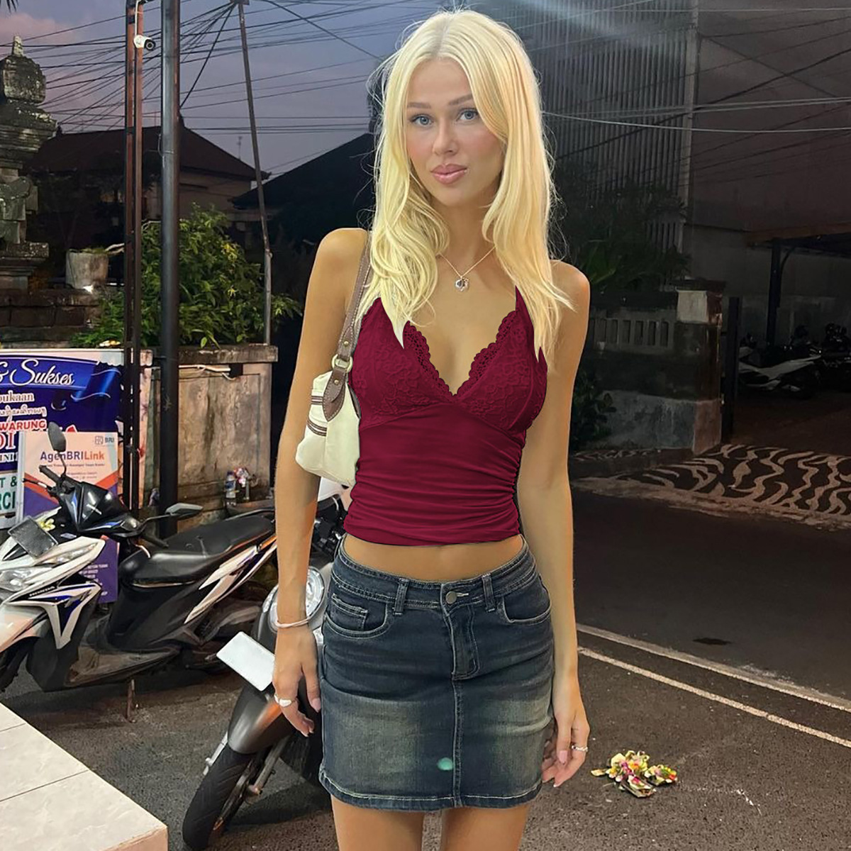 Women's Clothing Women's Lace Trim Backless Strapless Bralette Vest Fashionable Sexy Style Autumn For Formal & Casual For Women_ecoleips.com