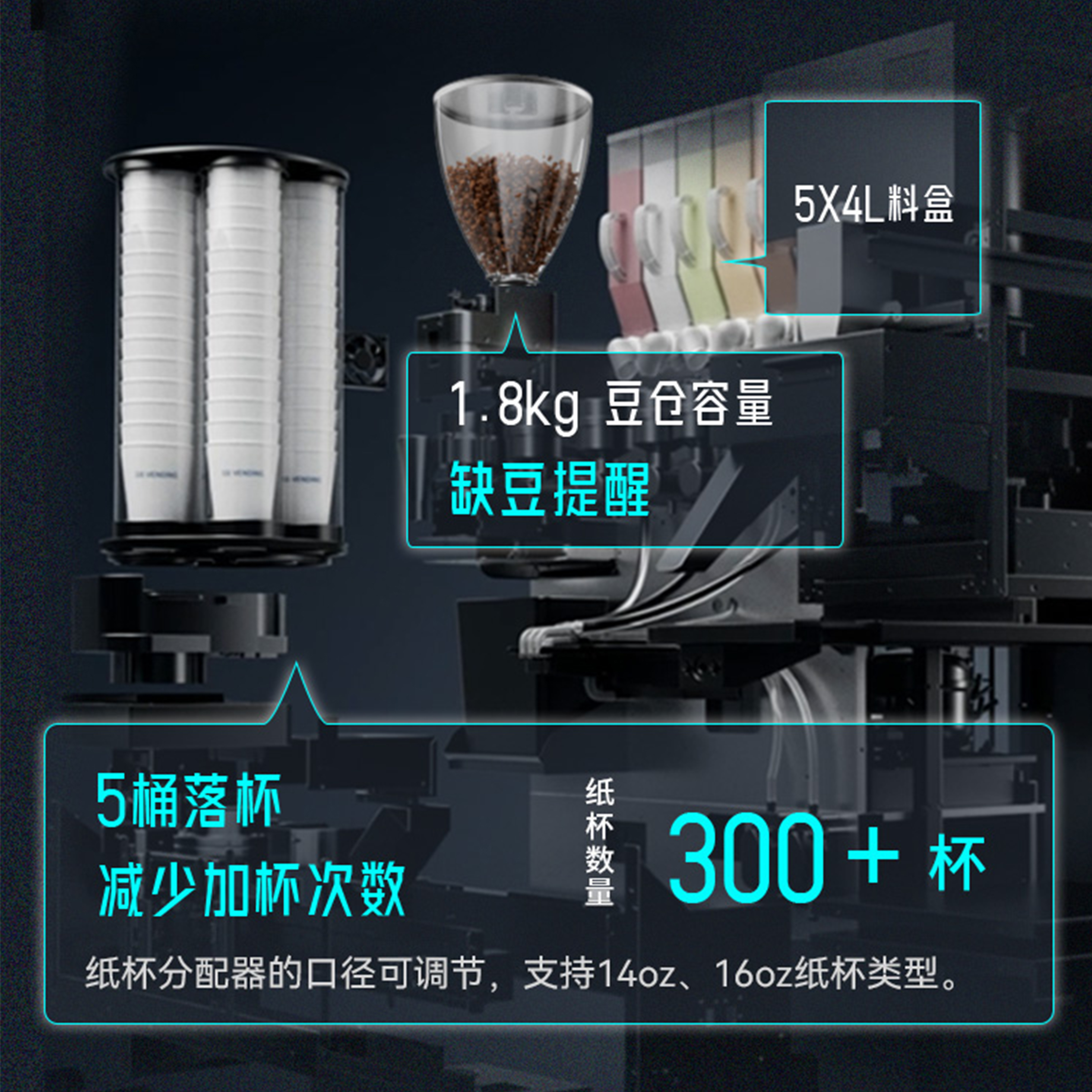 Máquina de venta de café inteligente de molienda automática de autoservicio desatendida con tapa de caída automática para soportar el pago de escaneo de código image 3