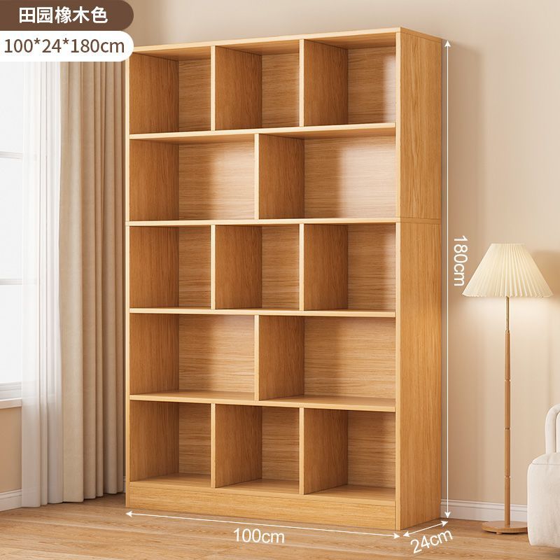 Estante de estantería Gabinete de pared completa de piso a techo Estantería para el hogar de color de madera maciza Gabinete de almacenamiento de sala de estar de una pieza contra la pared Gabinete de rejilla