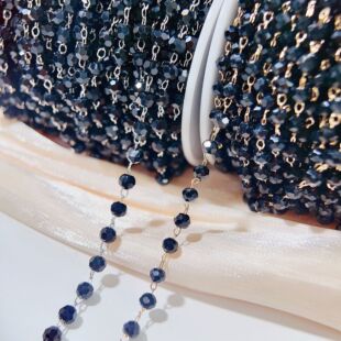 DIY jewelry accessories black crystal chain pure copper color retaining handmade loose chain necklace bracelet glasses chain material bag
