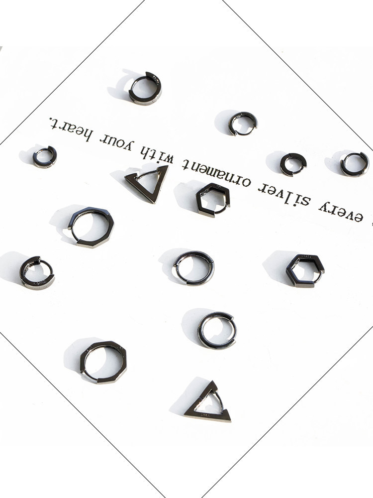 Coreano negro pernos de orejas 2026 nueva moda 925 pernos de orejas de plata esterlina nicho de diseño femenino pernos de orejas