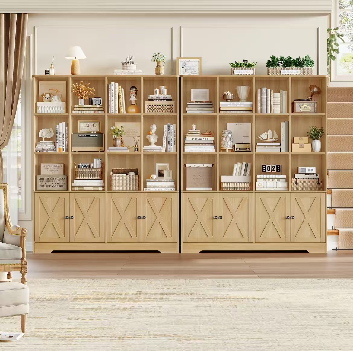 Cross-Border E-Commerce Foreign Trade Farmhouse-Style Children's Bookshelf with Storage, Suitable for Children in Home Offices