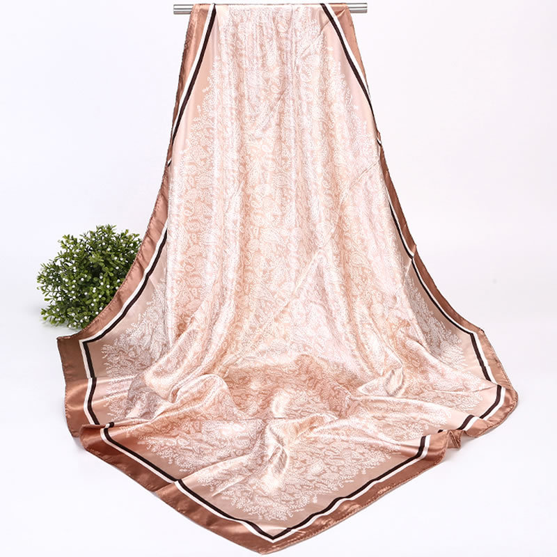 Seidenschal mit Paisleymuster für Damen, trendig und vielseitig, 90 cm quadratisch, Kopftuchimitat_voghion.com
