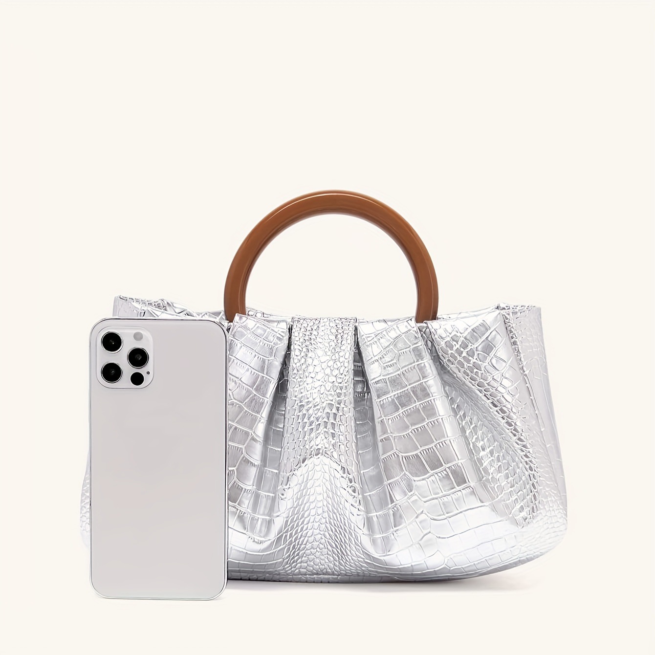 198g Weight Polyester Lining Material Magnetic Buckle Closure Type Top Handle Strap Type Evening Bag Bags Type Casual, Party, Shopping Occasion Pu Leather Material Solid Color Pattern All Seasons Season Women's Gender Elegant Style Cloud Shape Shape Gold Silver Green Pu Leather Solid Color Cloud Shape Evening Bags 10