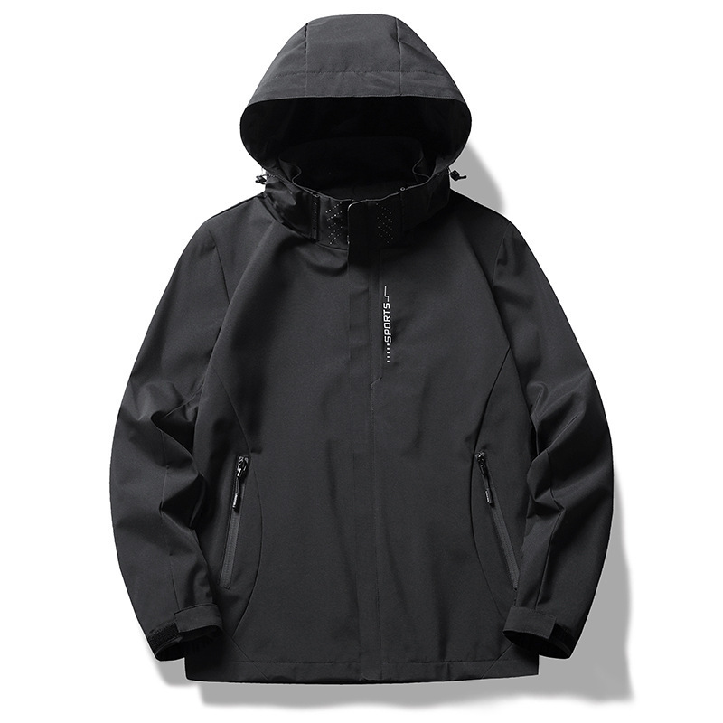 Single-Layer Hooded Solid Color Waterproof Women's Thin Windproof Jacket Men's Triple-Protection Mountaineering Outdoor Clothing Single-Layer Hooded Solid Color Waterproof Women's Thin Windproof Jacket Men's Triple-Protection Mountaineering Outdoor Clothing