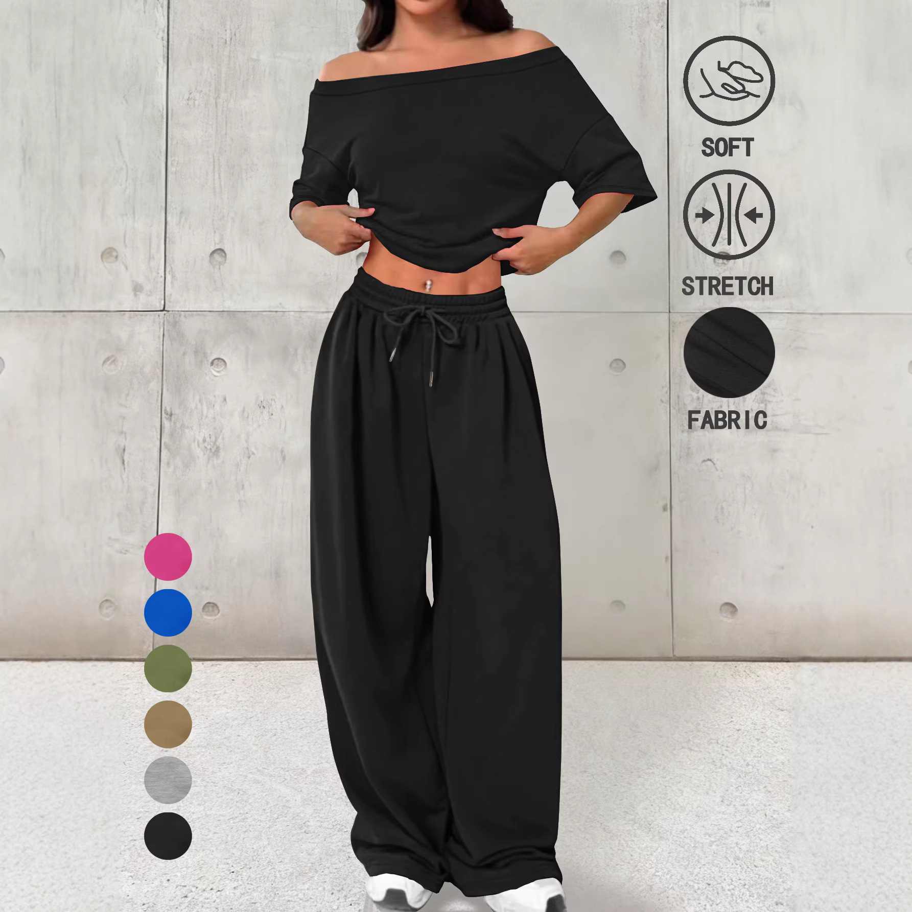 Effortless Autumn Style: Women's Long Sleeve Round Neck Top And Pants Lounge Set - Soft Casual Two-Piece Outfit For Home And Beyond_ecoleips.com