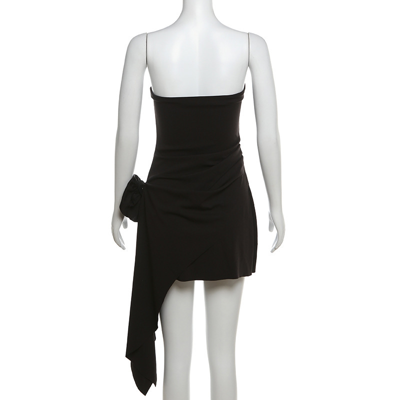 Solid Color Pattern Wholesale Women's Sexy Backless Solid Color Holiday Strapless Sleeveless Sheath Dress