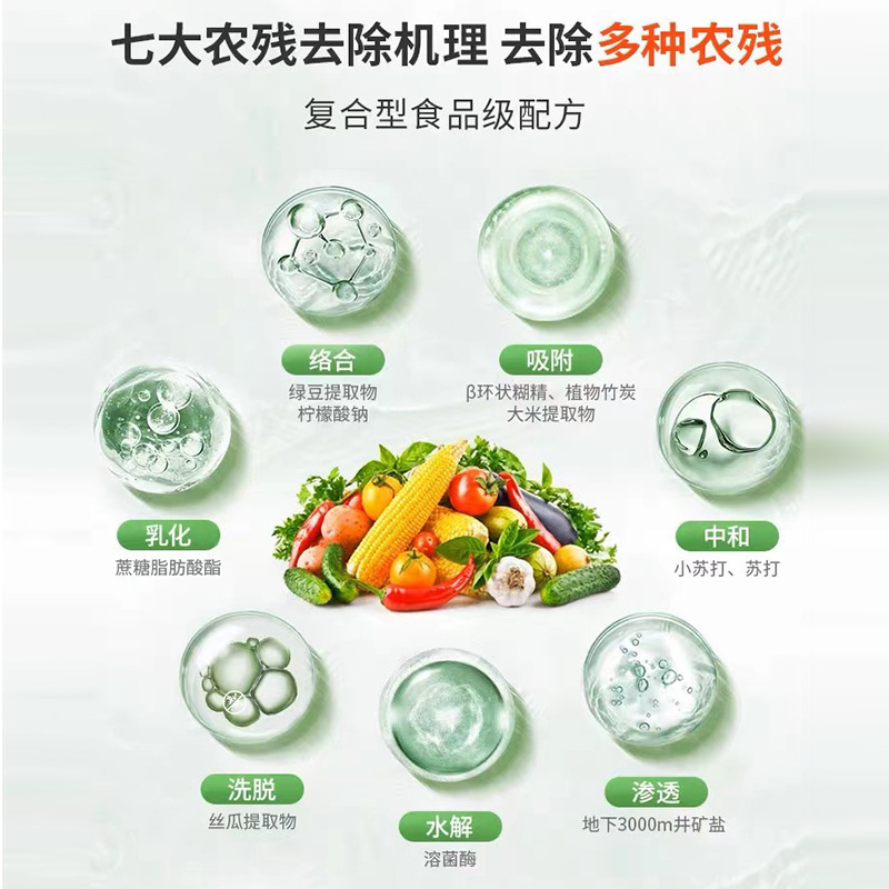 Eggshell Fruit and Vegetable Cleanser, Fruit and Vegetable Soaking Cleanser Powder, Removes Pesticide Residues, Dish Soap Safe for Pregnant and Baby Use