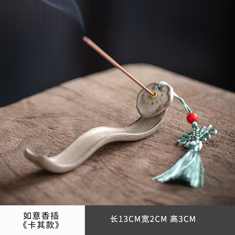 如意线香插家用室内沉香檀香炉创意陶瓷香薰炉底座迷你桌面小摆件|undefined
