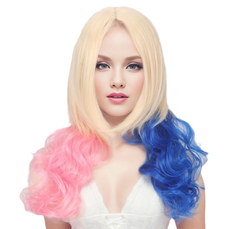 Equipo de la película Harleen Quinzel niña fea Hallie quayin forma gradiente peluca COSPLAY