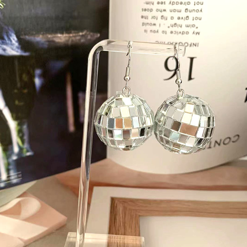 Glass, glass Material Round Pattern 1 Pair Retro Round Patchwork Glass Glass Drop Earrings