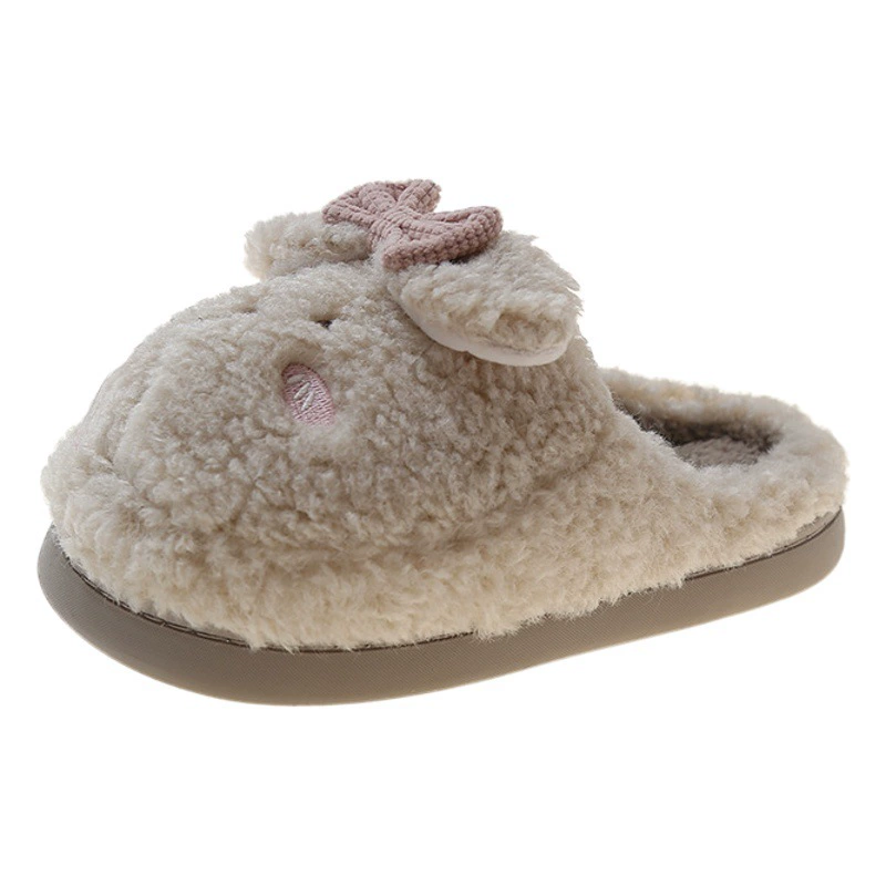 2023 осенне-зимние новые тапочки, женские домашние плюшевые теплые хлопковые тапочки в Корейском стиле с милым бантом