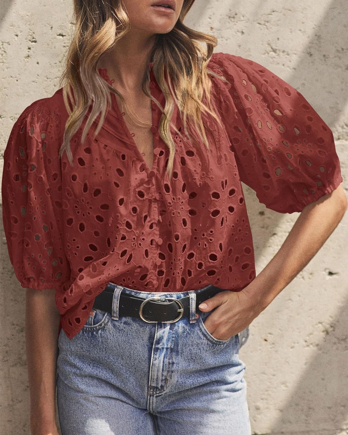 210g Weight Half Sleeve Sleeve Length Puff Sleeve Sleeve Type Polyester Fabric Type Regular Top Length T-shirt Tops Type Holiday, Daily Occasion Standing Collar Neckline Loose Fit Type Solid Color Pattern Summer Season Women's Gender Patchwork Design Vacation Style Wholesale Women's Vacation Solid Color Half Sleeve Patchwork T-Shirts 10