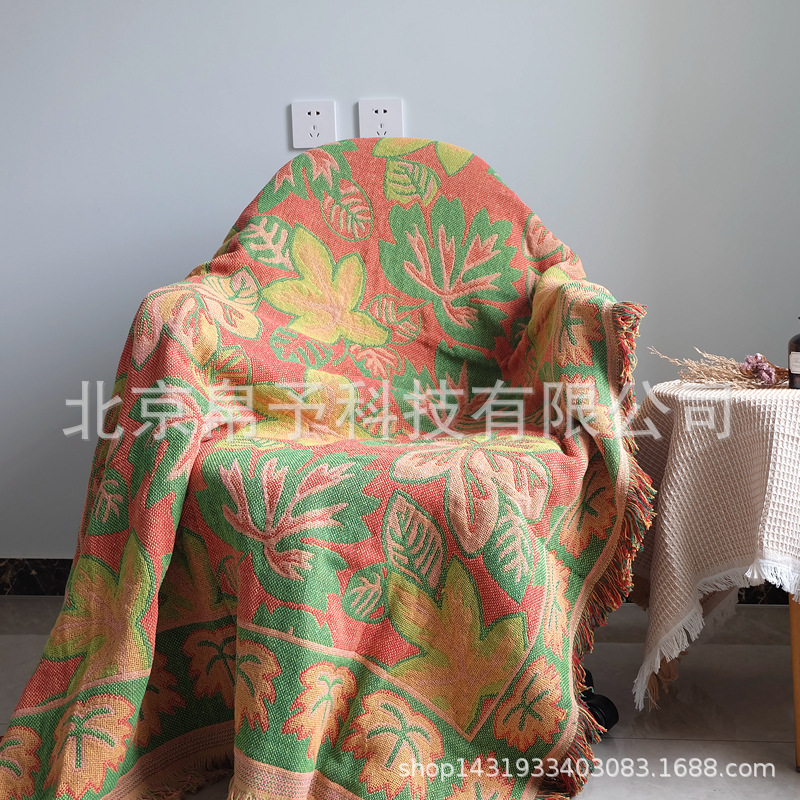 Foreign trade Exit American style Countryside thickening Cotton and hemp Thick lines Woven tassels Cotton blanket decorate sofa Gabion